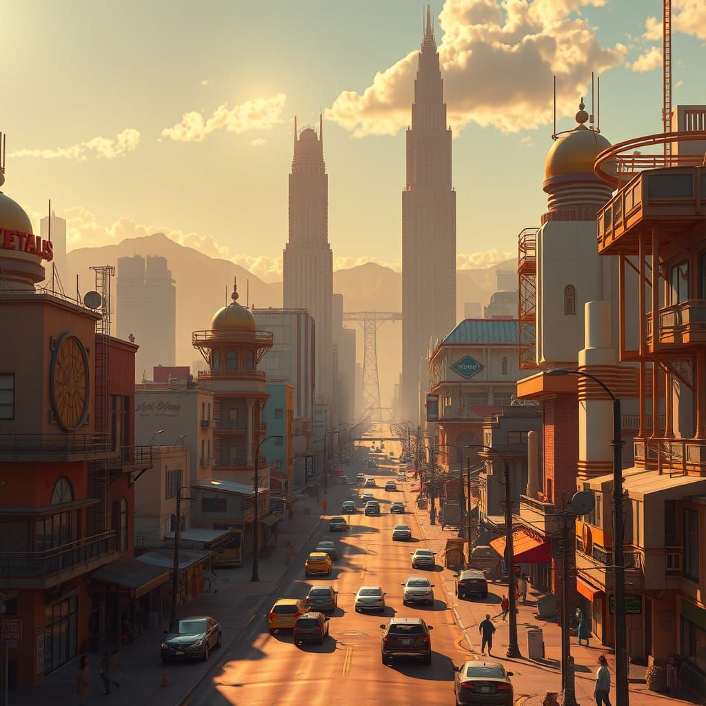 Sun-Kissed South Los Angeles Fantasy Metropolis