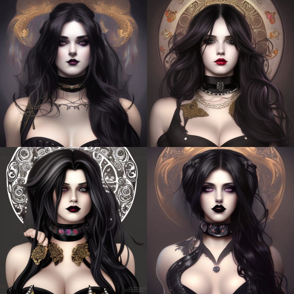 Attractive Goth Goddess Portrait in Artgerm Style