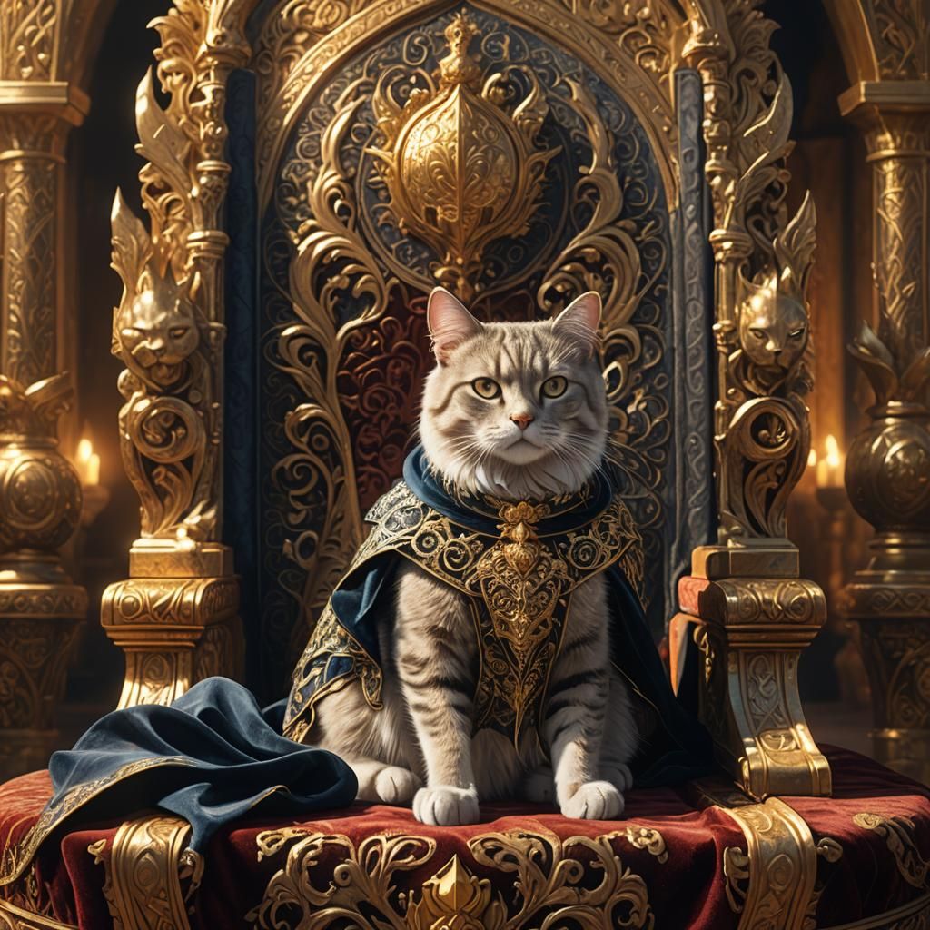 Cat King on Royal Throne Concept Art