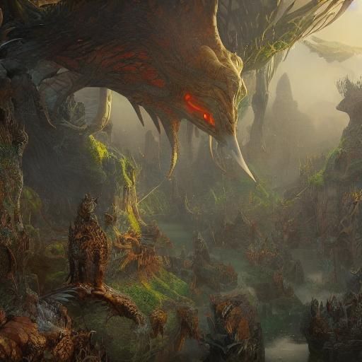 Fantastical Creatures in Detailed Matte Painting