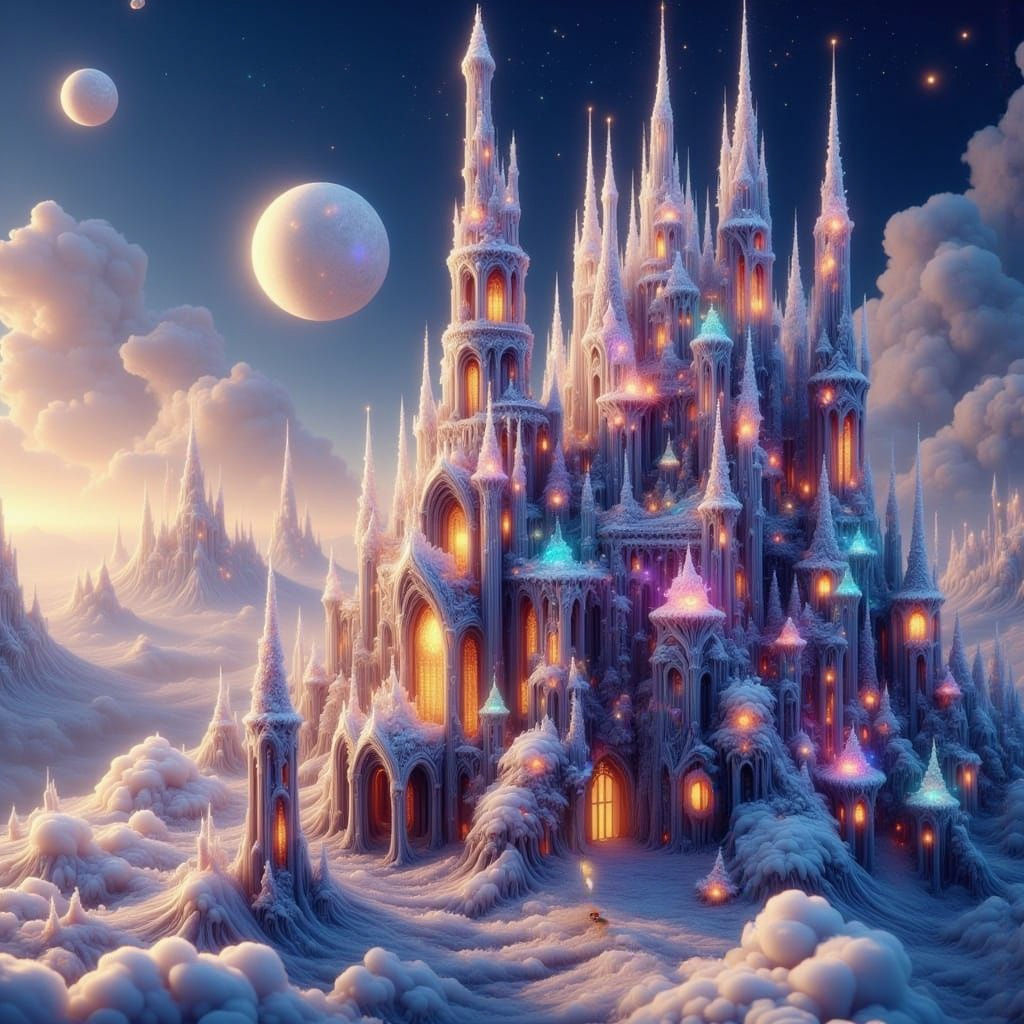 Surreal Pinguin Castle in Hyperdetailed Psychedelic Art