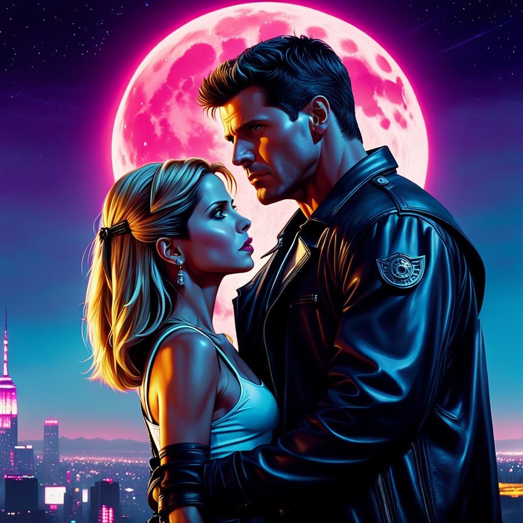 Romantic Full Moon: Buffy and Angel in Cyberpunk Style