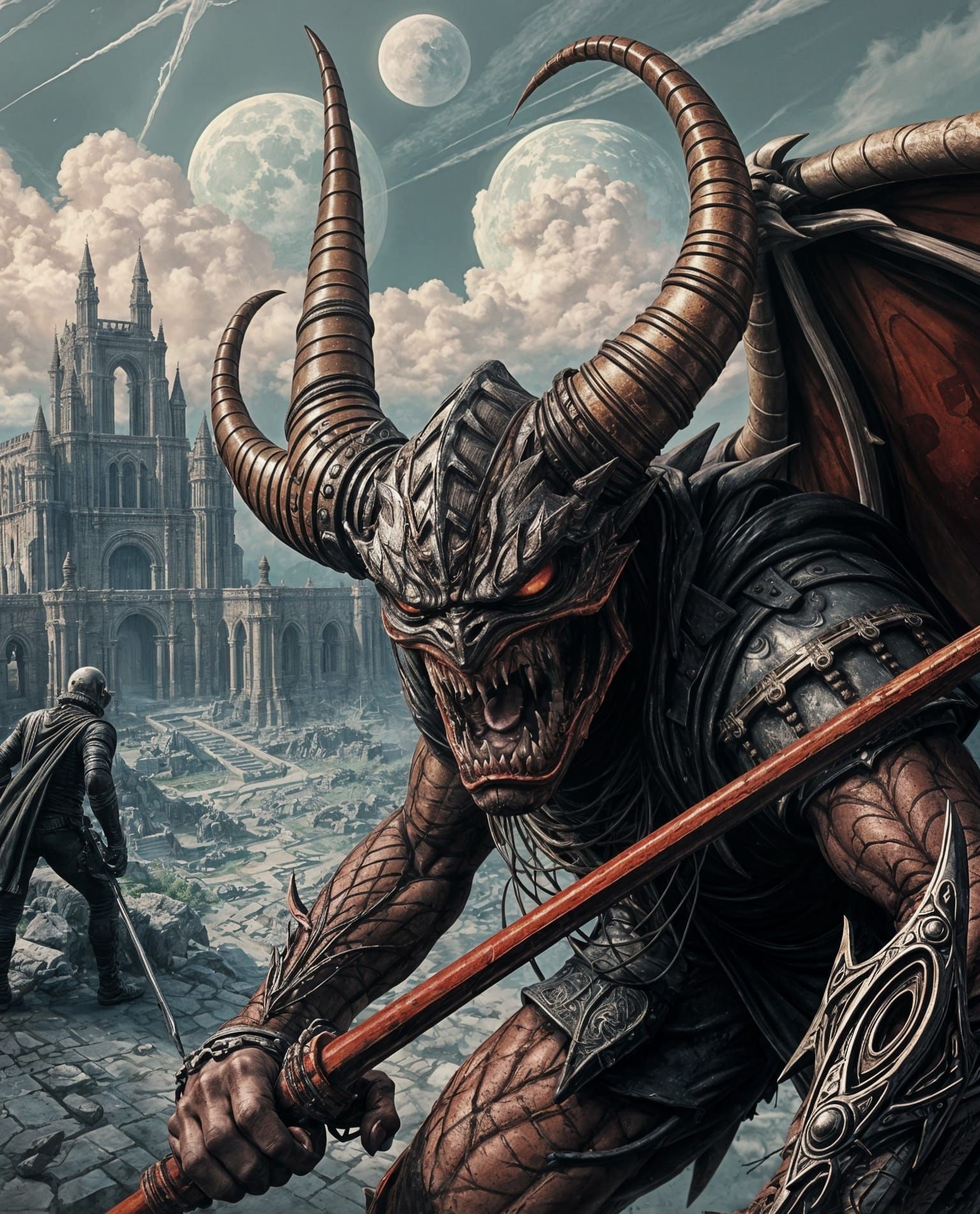 Demon Warrior in Maximalist Psychedelic Art