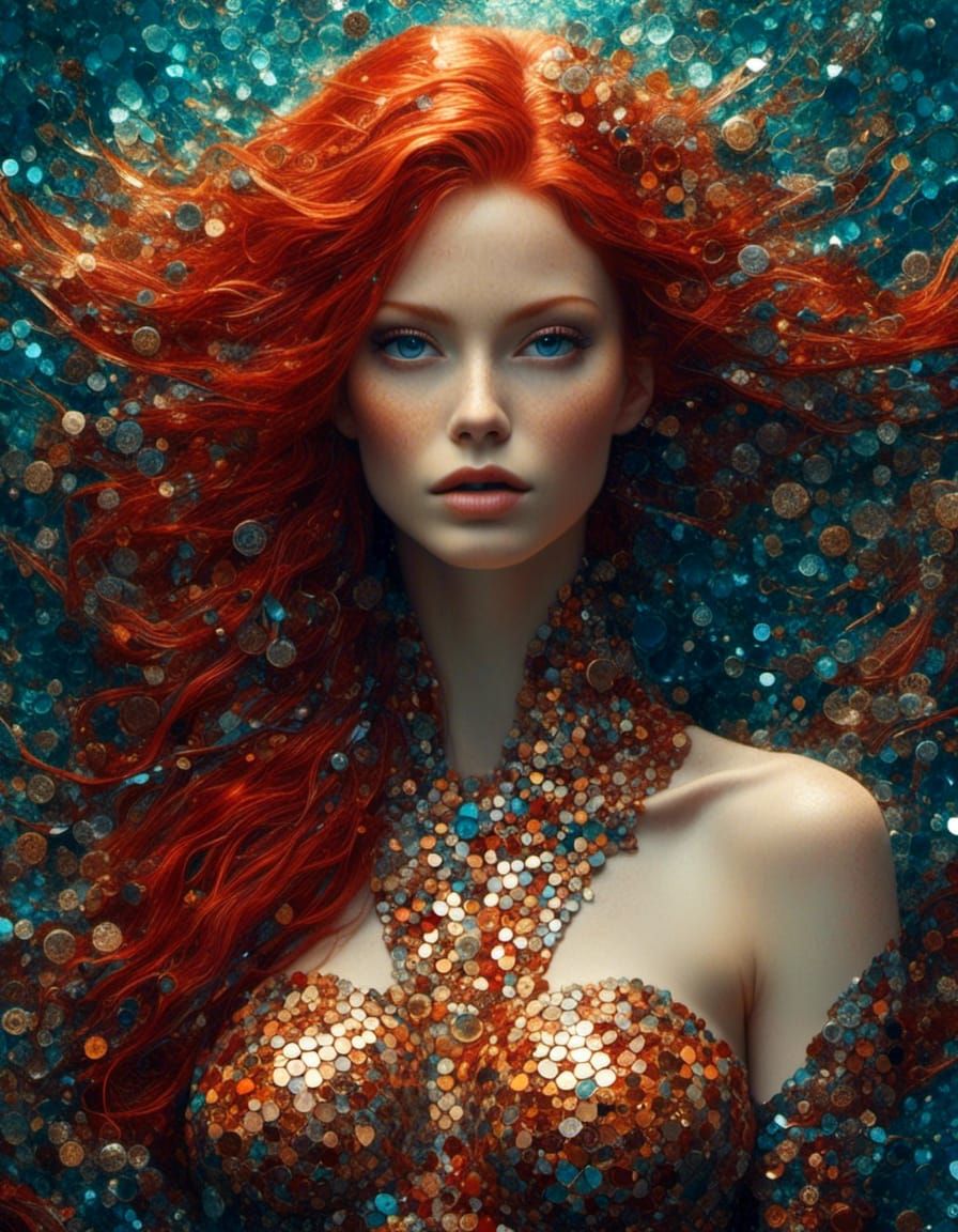 Mosaic Mermaid in Digital Art Style