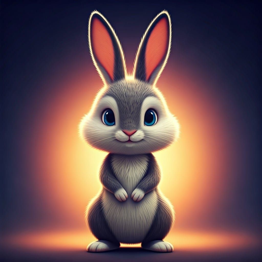 Cute Bunny Character in 3D Digital Art Style