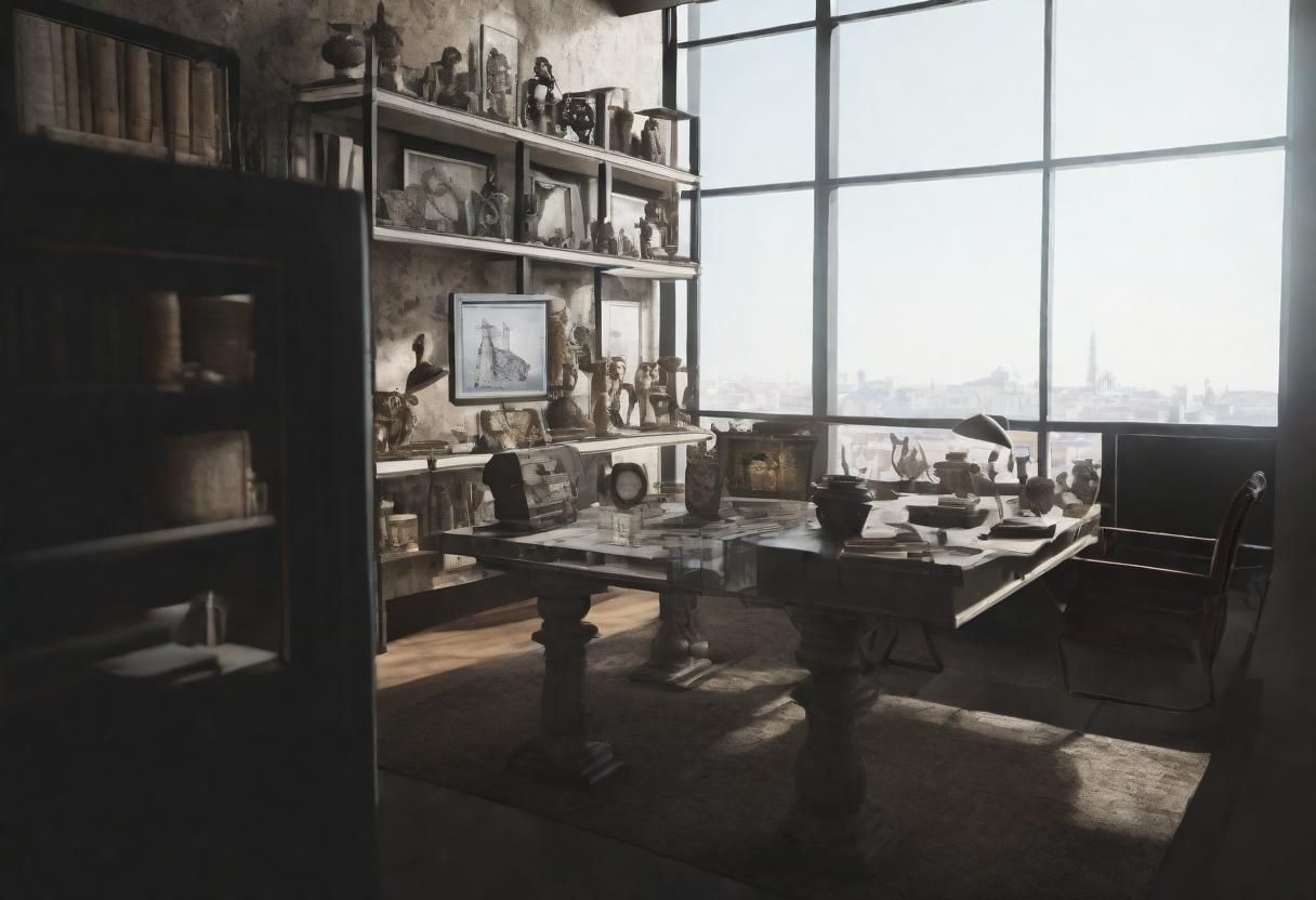 Modern Office with Antique Design on Screen