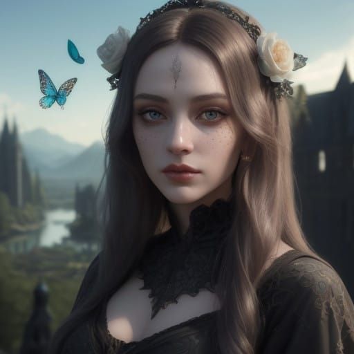 Gothic Woman in Medieval Splendor