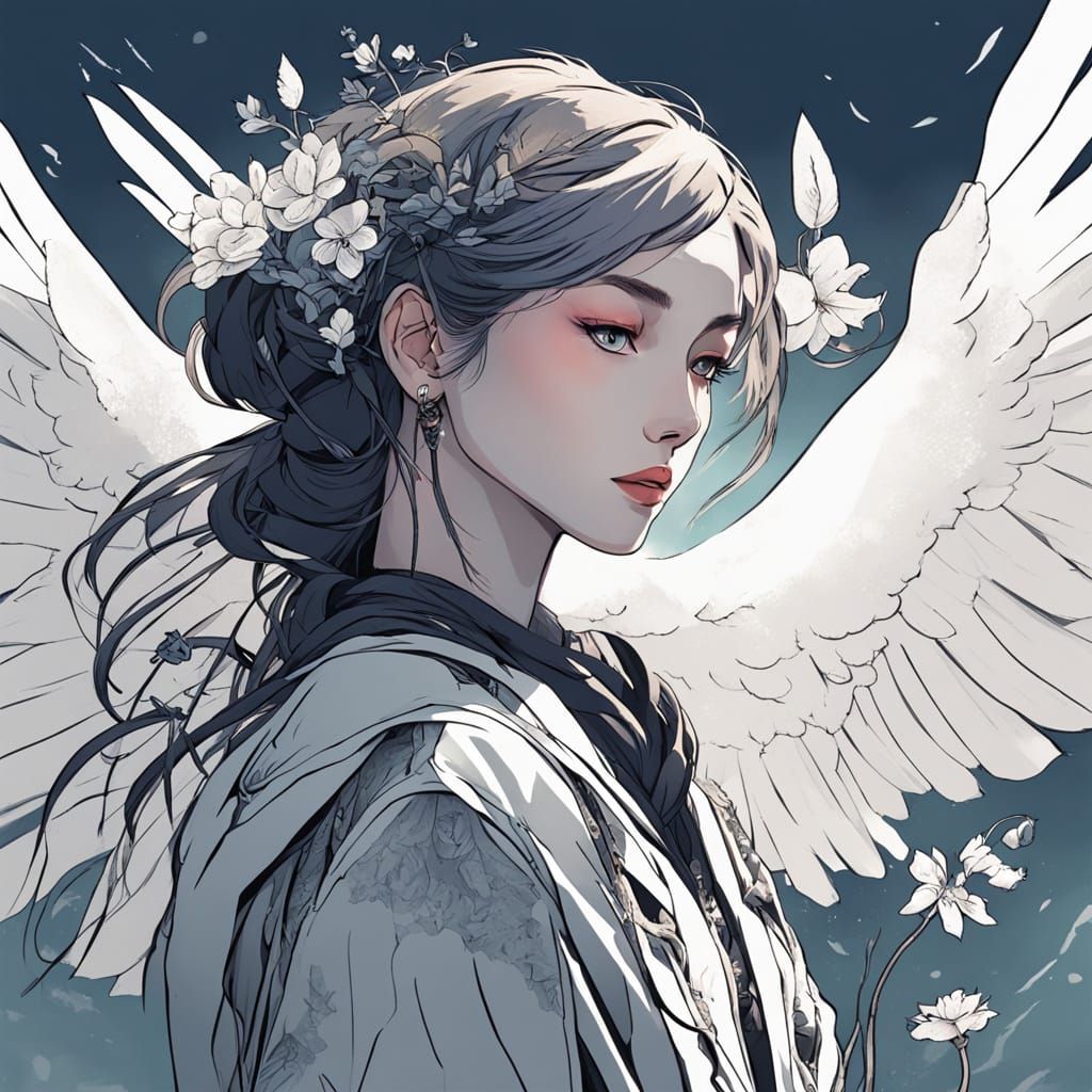 Surreal Conjuror with Swan in Art Nouveau Style