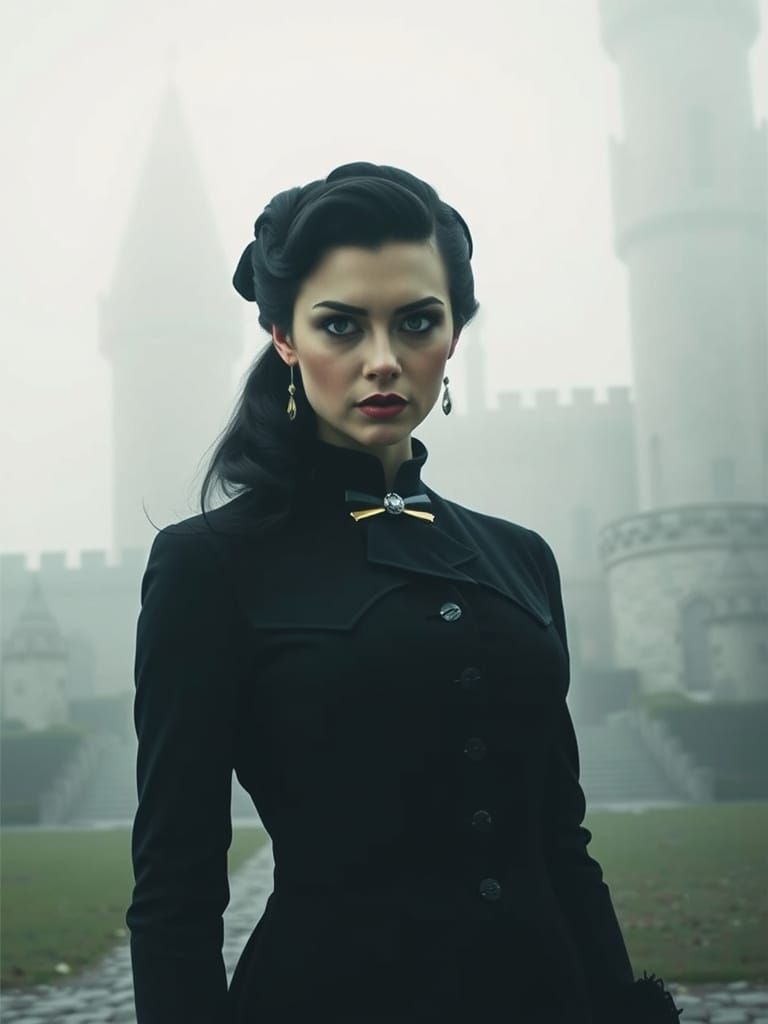 Vampire Woman in Fog, Gothic Victorian Style