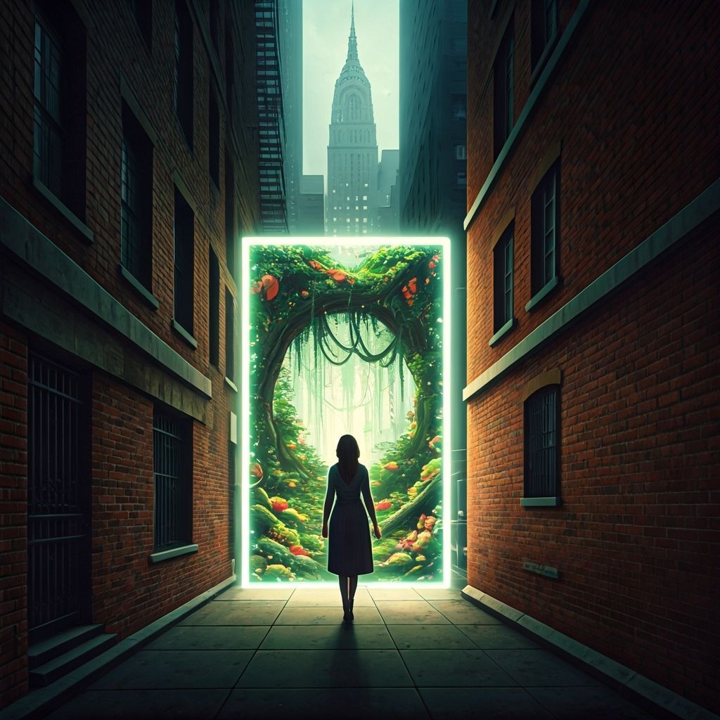 Woman's Portal to a Miyazaki-esque Food Forest