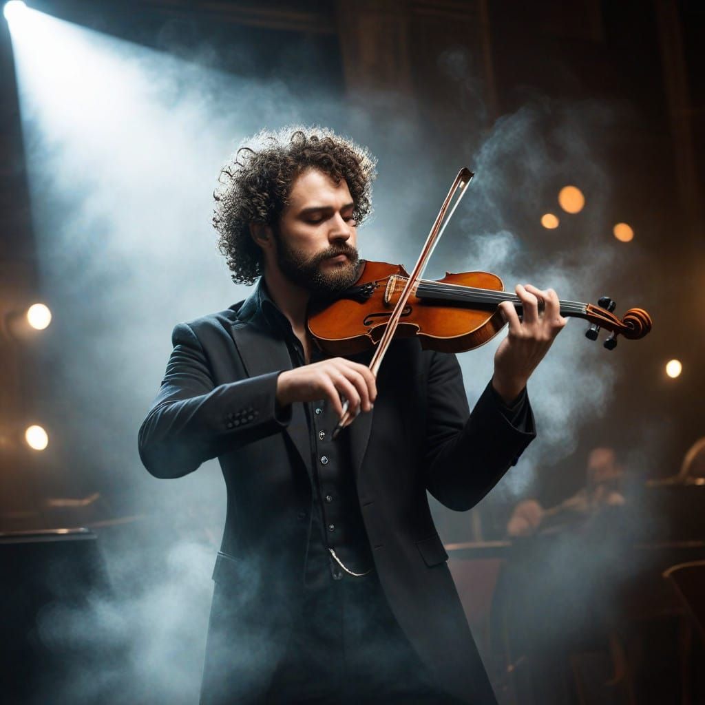 Ethereal Violinist Lost in the Moment