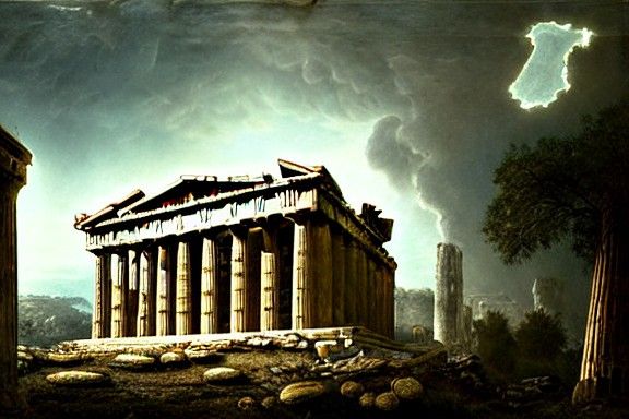 Parthenon Graveyard Overgrown with Mushrooms: Hyperdetailed ...