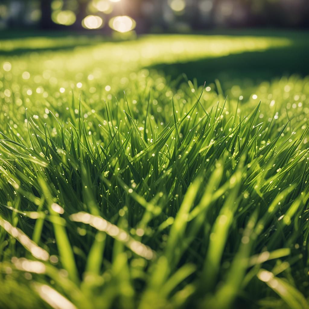 Photorealistic Close-up of a Green Lawn Viewed From Above