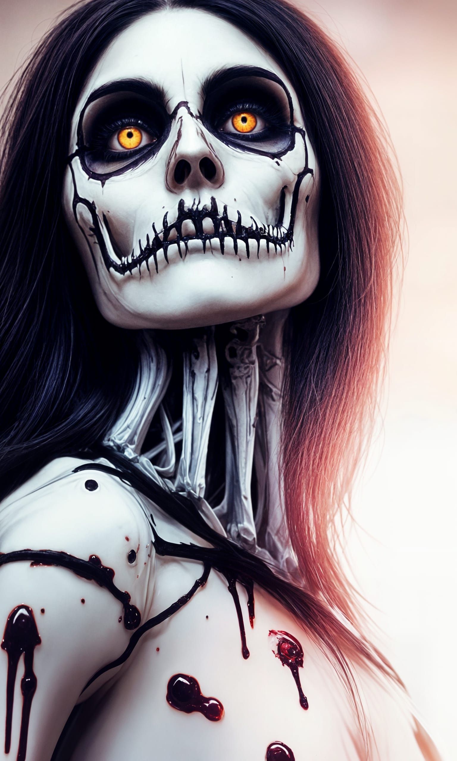 Ghostly Woman Skeleton Portrait in Ultra Realistic Style