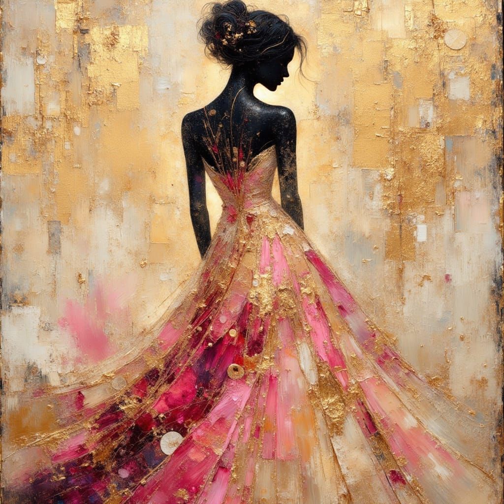 Silhouette of Breathtaking Beauty in Encaustic Impasto Style