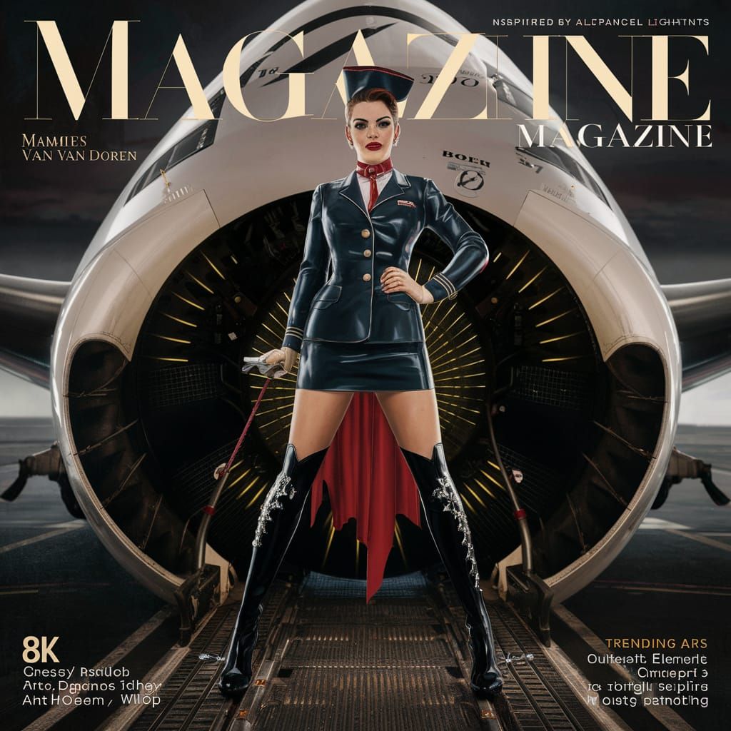 Alluring Air Hostess on the Boeing 747 Cover Art
