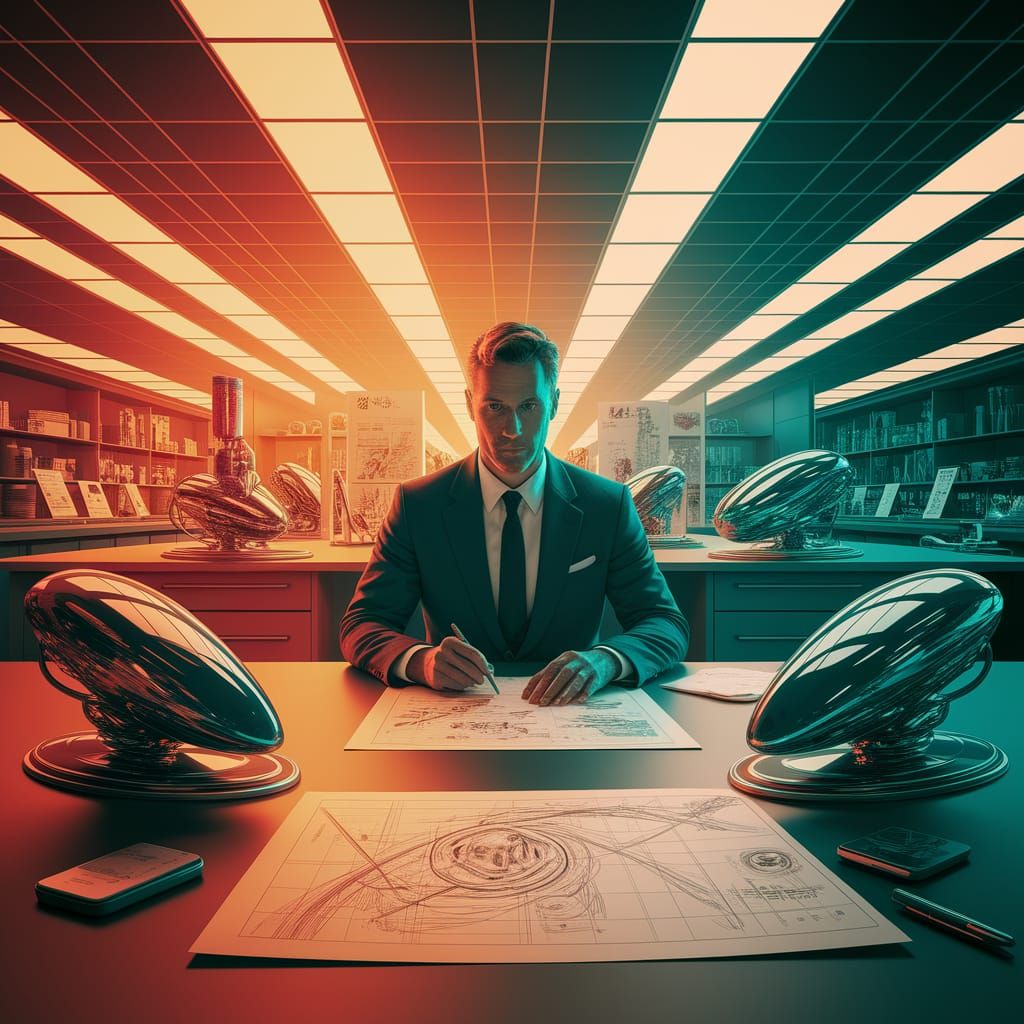 Elegant Futuristic Laboratory Scene in Vibrant Style