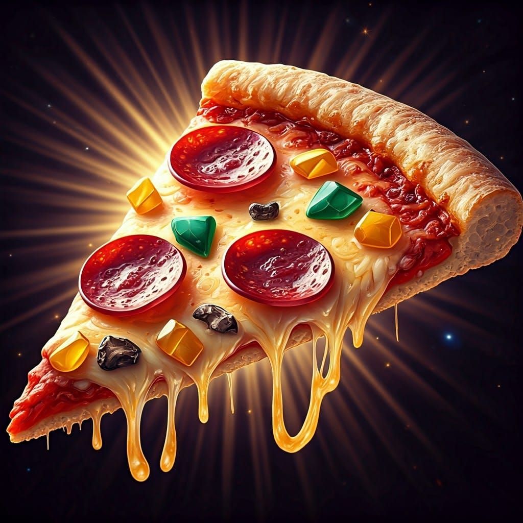Crystal Pizza Slice with Gemstone Toppings