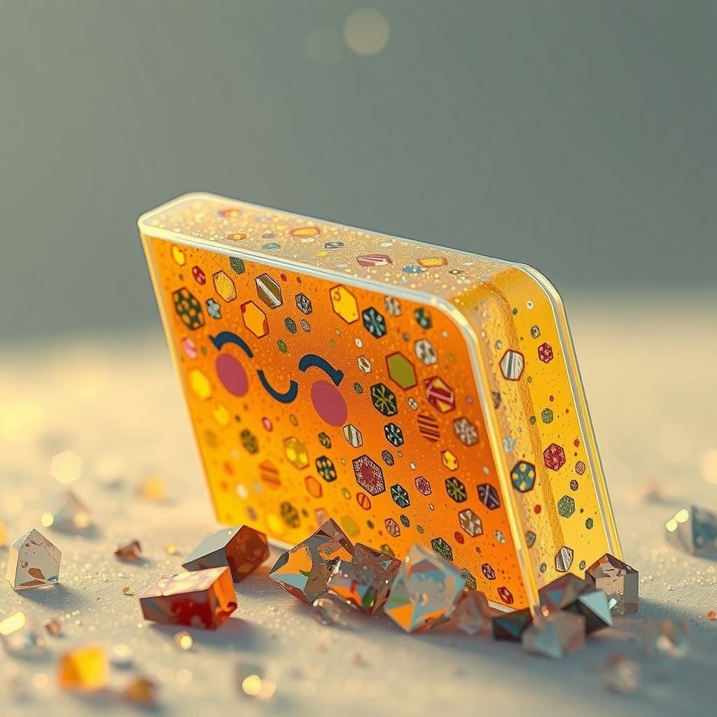 Crumbling Glass Cone with Geometric Patterns in Golden Hour ...