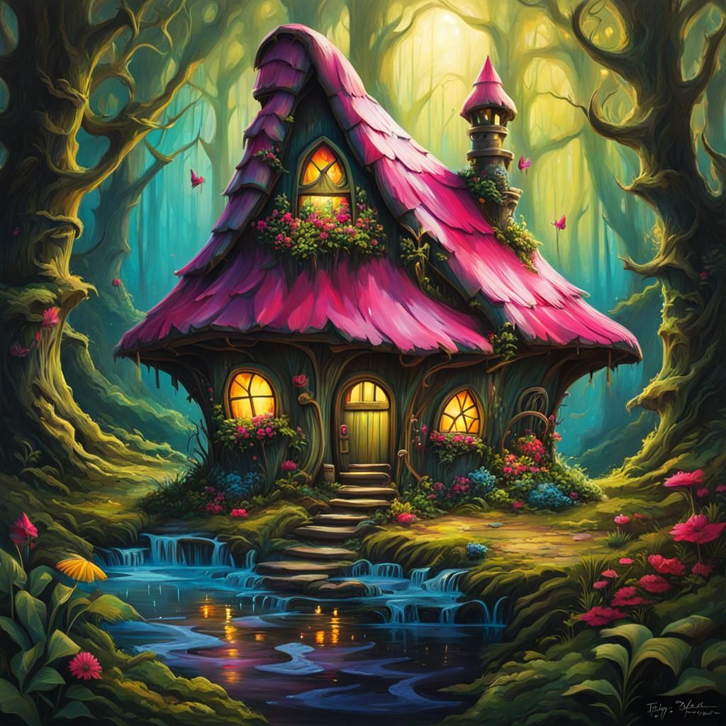 Fairy House in Deep Woods: Graffiti Splash Art