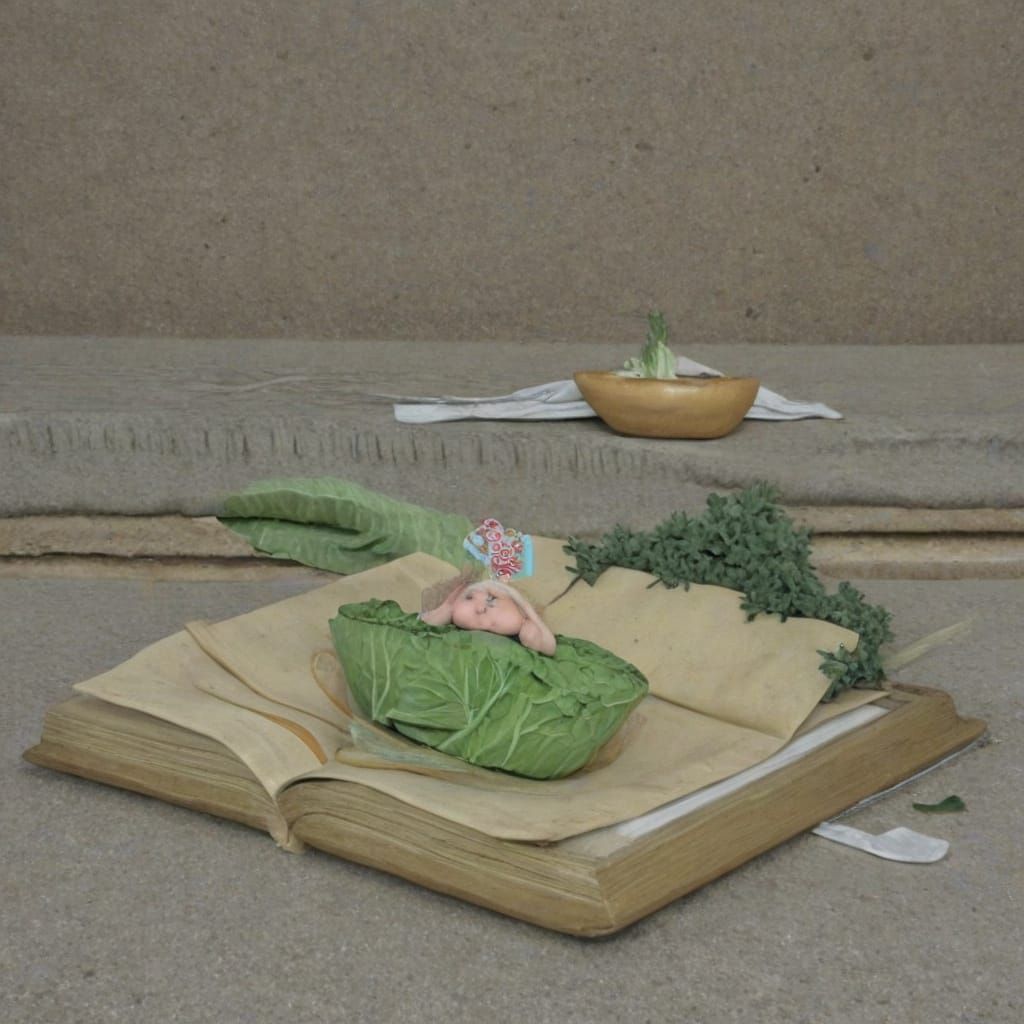 Vintage Cabbage Patch Doll Portrayed in Whimsical Watercolor