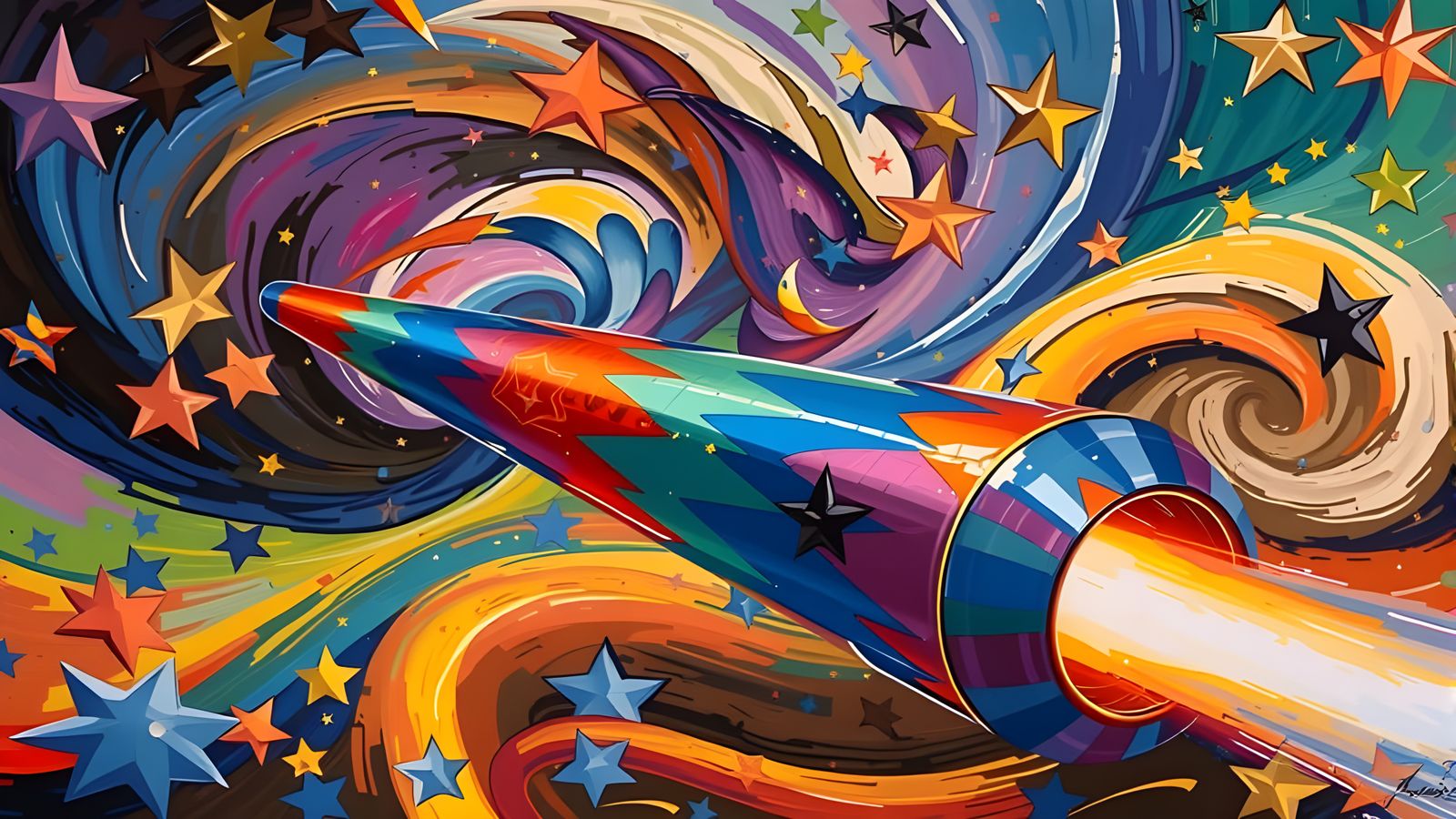 Sleek Mirror-Polished Cylinder with Iridescent Exhaust in Pa...