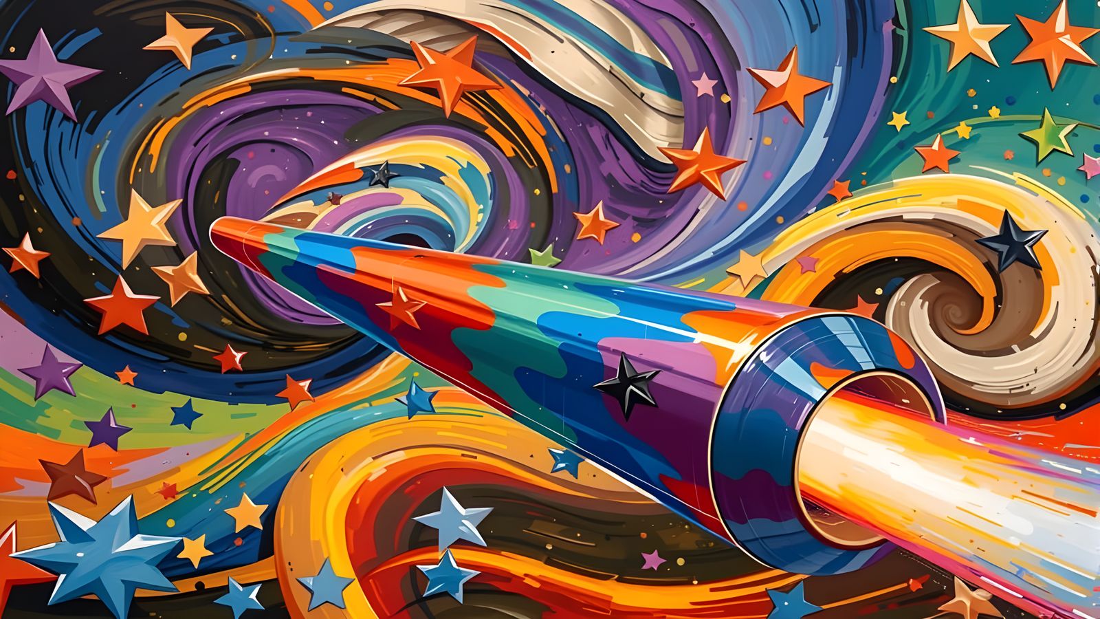 Sleek Mirror Cylinder with Iridescent Exhaust in Vortex Mael...