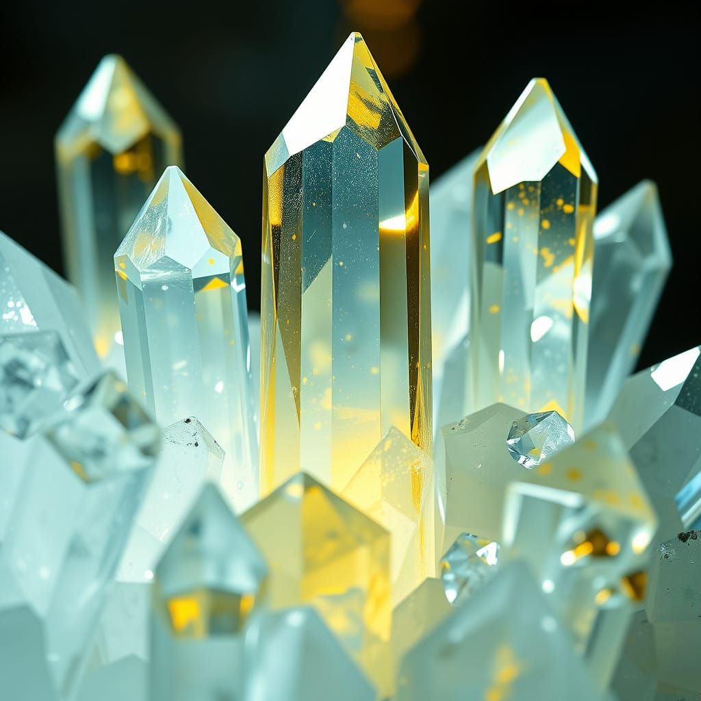 Aquamarine and Topaz Crystals in Art Nouveau Style