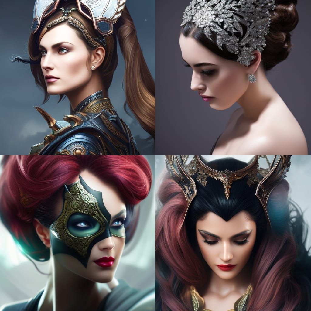 Detailed Woman with Superhero Headpiece Portrait