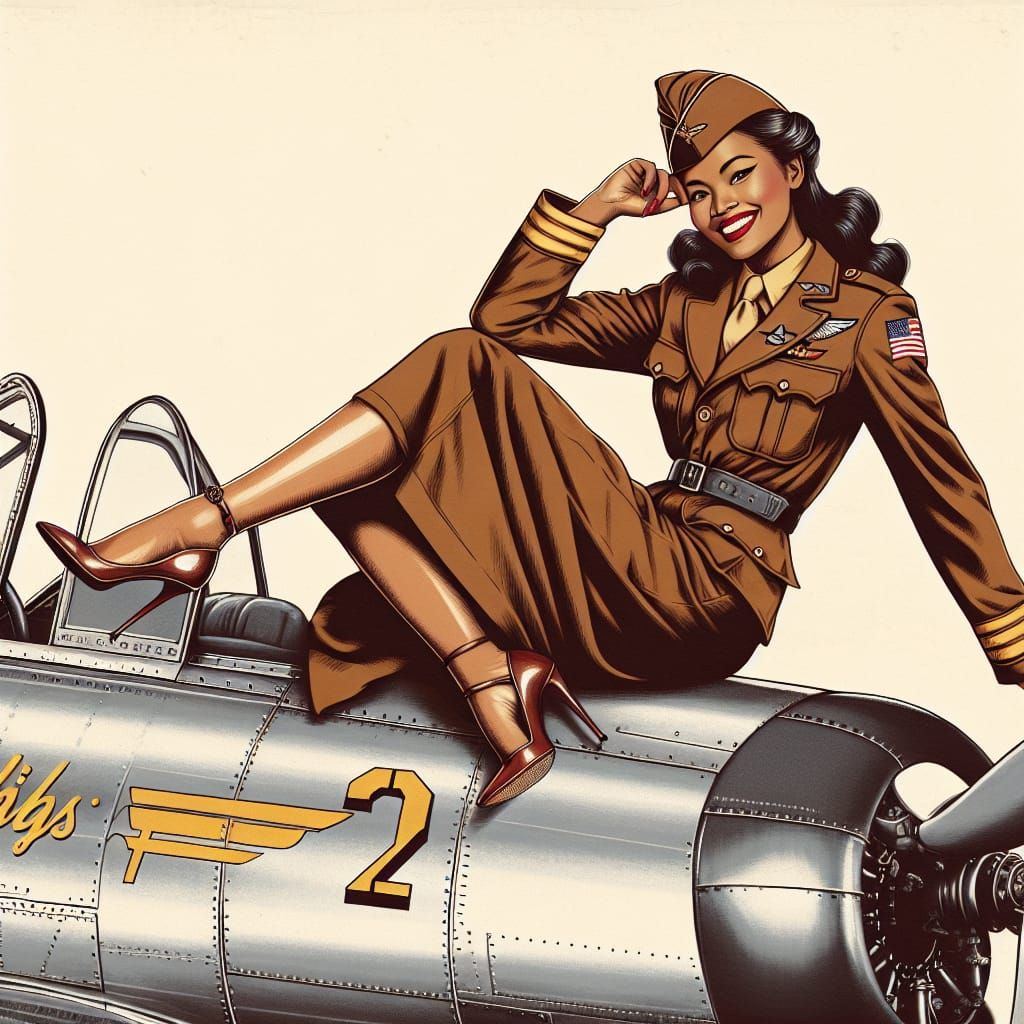 Vintage WWII Pinup Girl in Flight Suit
