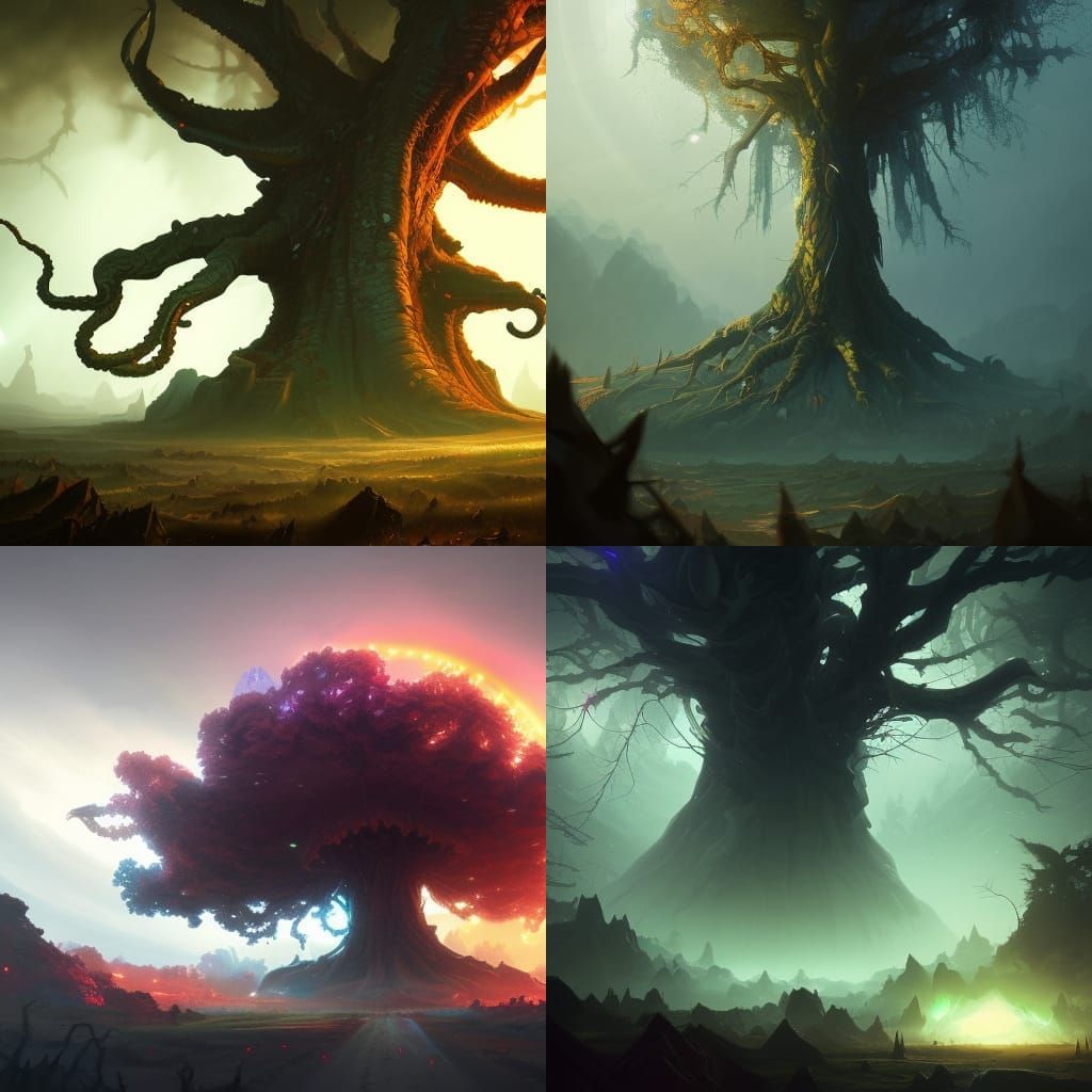 Eldritch Nightmare: Giant Tree in Grimdark Style