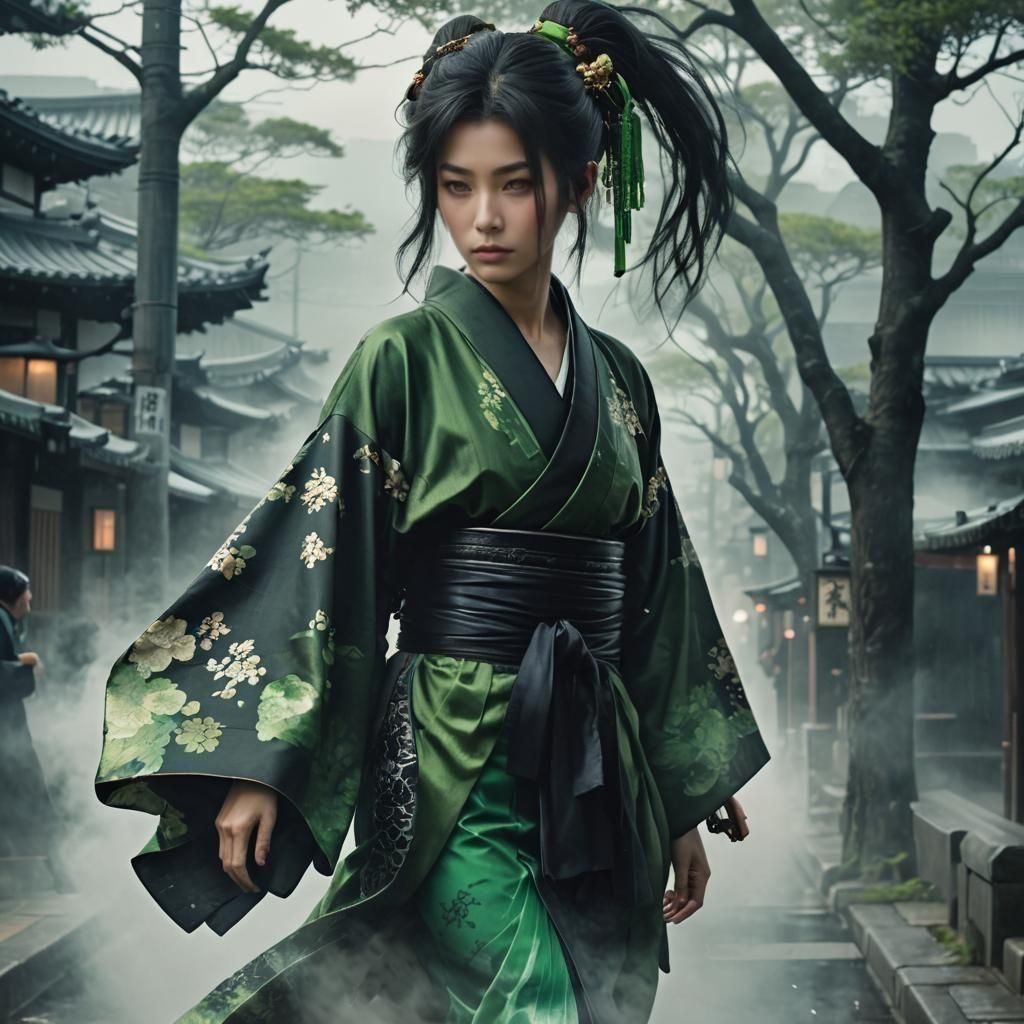 Japanese Necromancer in Cinematic Fantasy Style