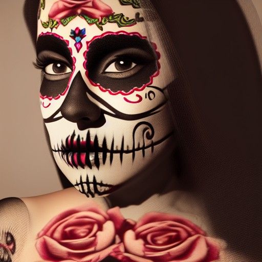 Day of the Dead Latina in Sheer Dress, 8K