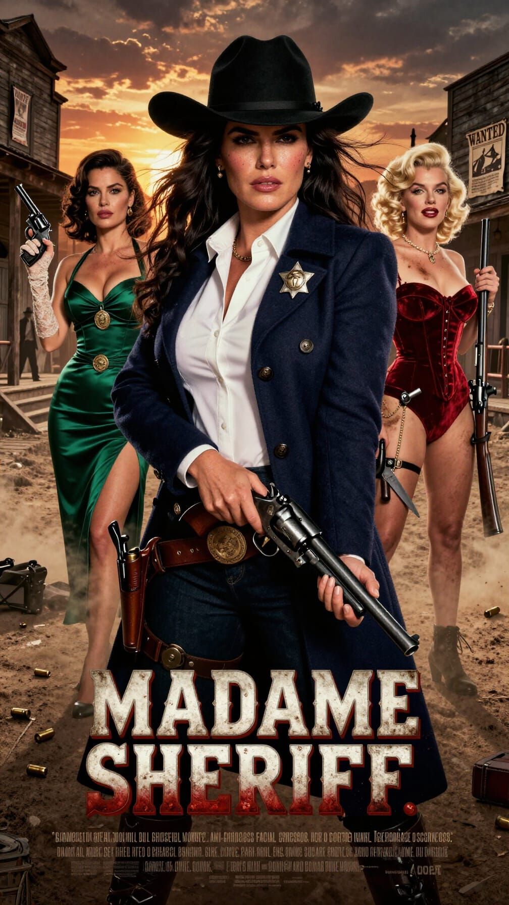 Madame Sheriff Movie Poster: Hyper-Detailed Cinematic Wester...
