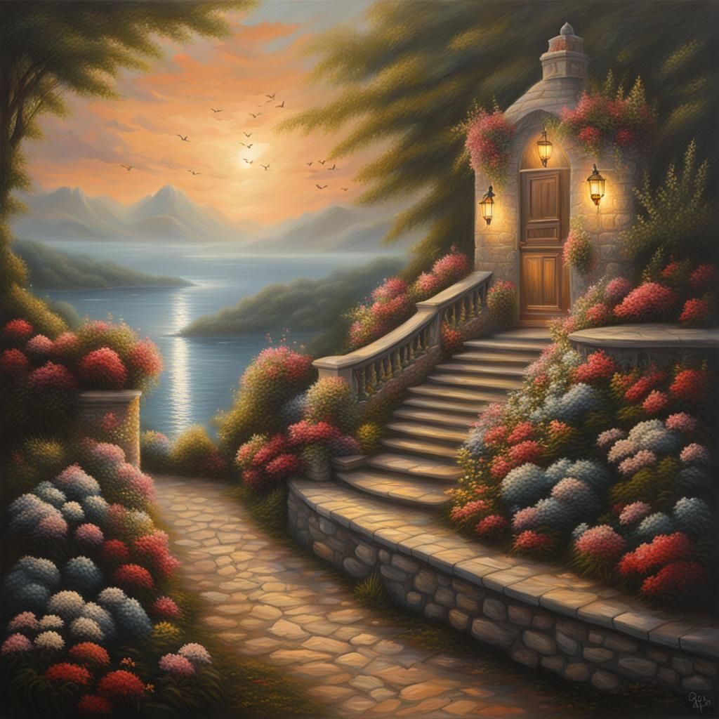 The Garden At Sunset