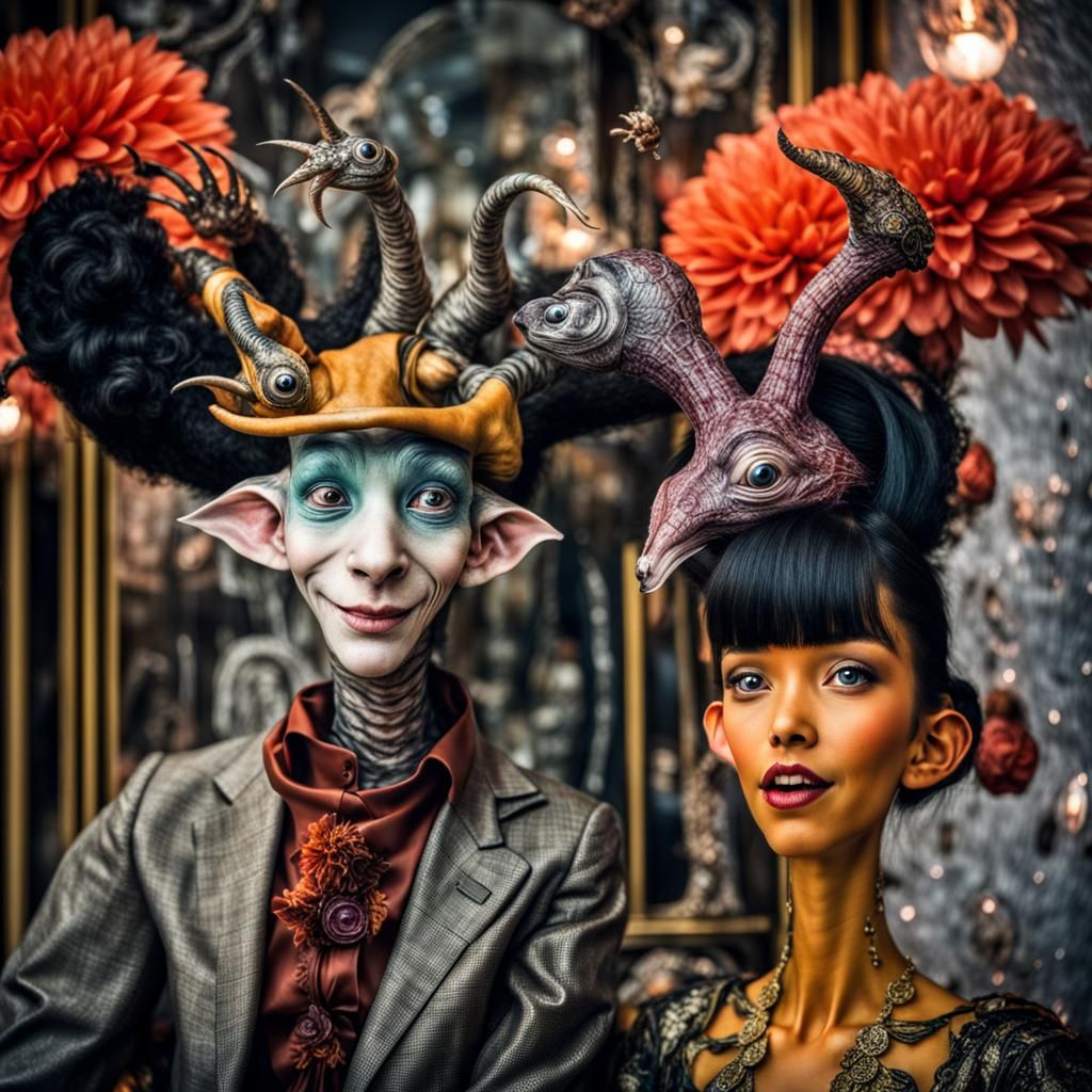 Surreal Alien Restaurant Celebration in Hyperrealistic Photo...