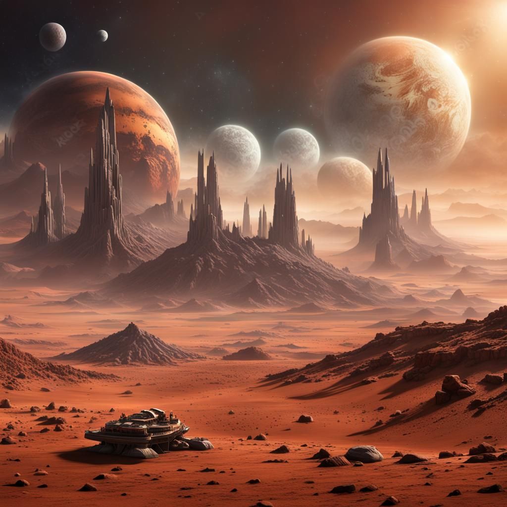 Surreal Alien Landscape on Mars: Digital Matte Painting