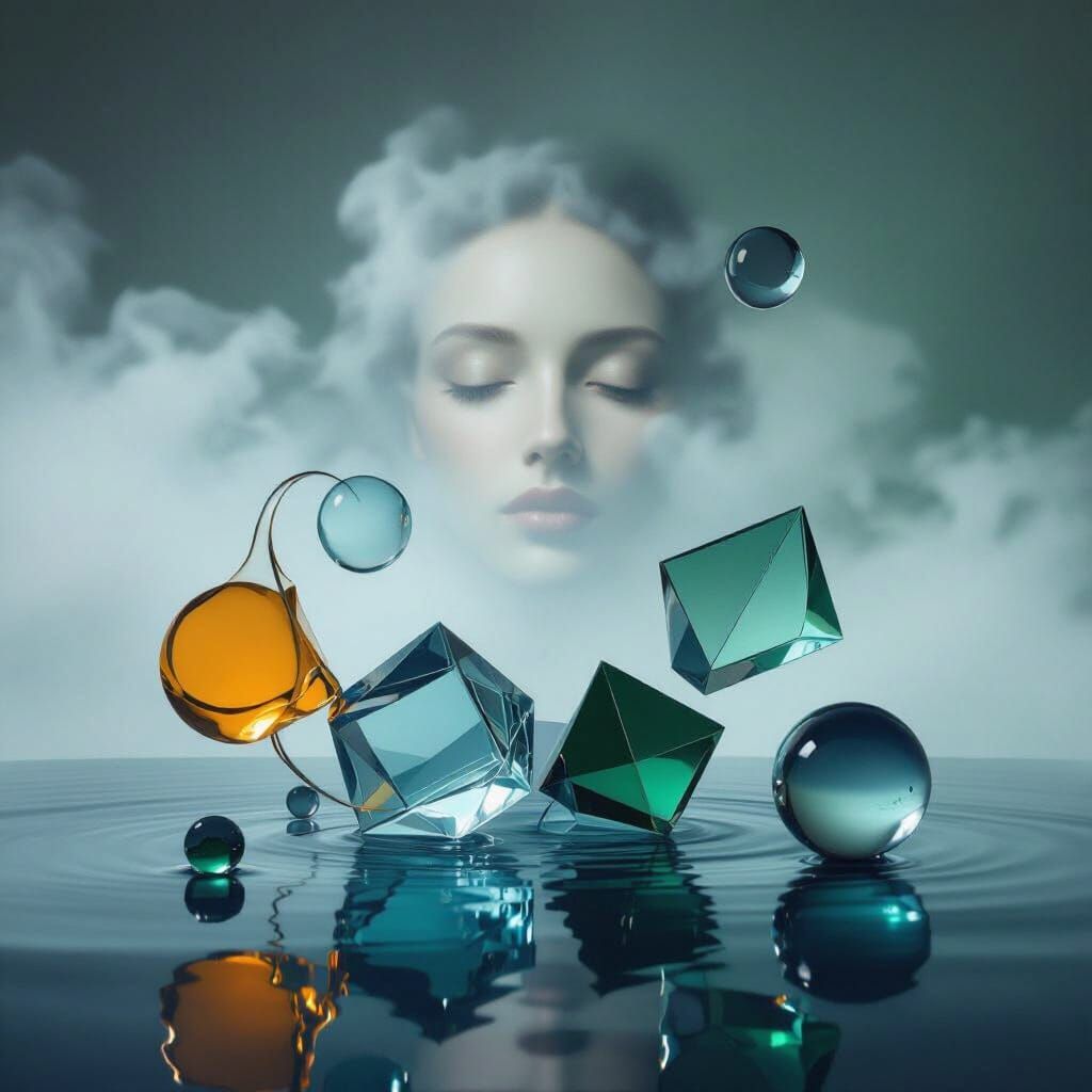 Surreal Still Life with Abstract Floating Objects