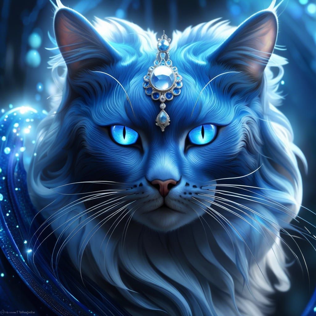 Magical Cloud Cat with Sapphire Eyes