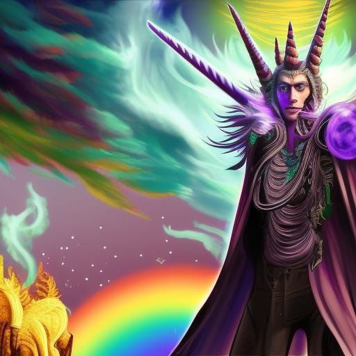 Celestial Warlock with Unicorn Patron, Digital Matte Paintin...