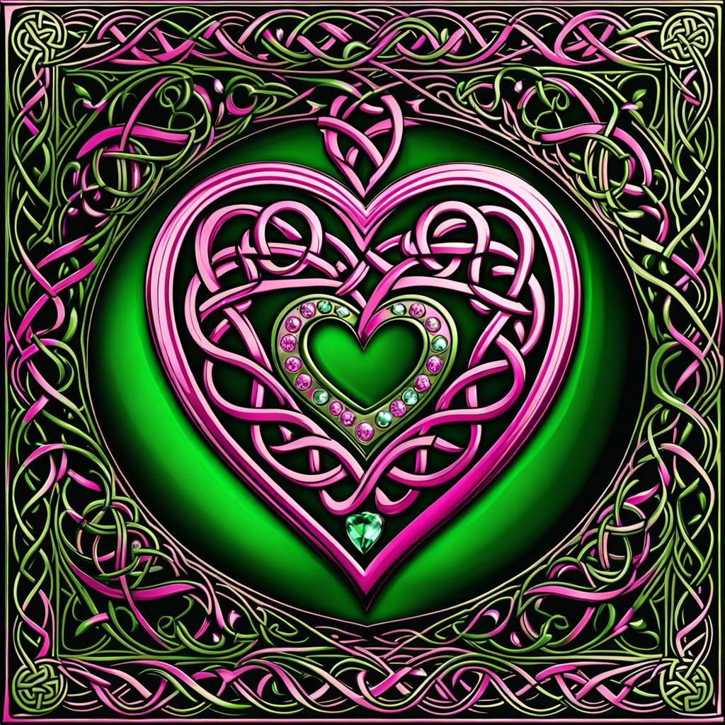 Celtic Knot Metallic Heart with Gems