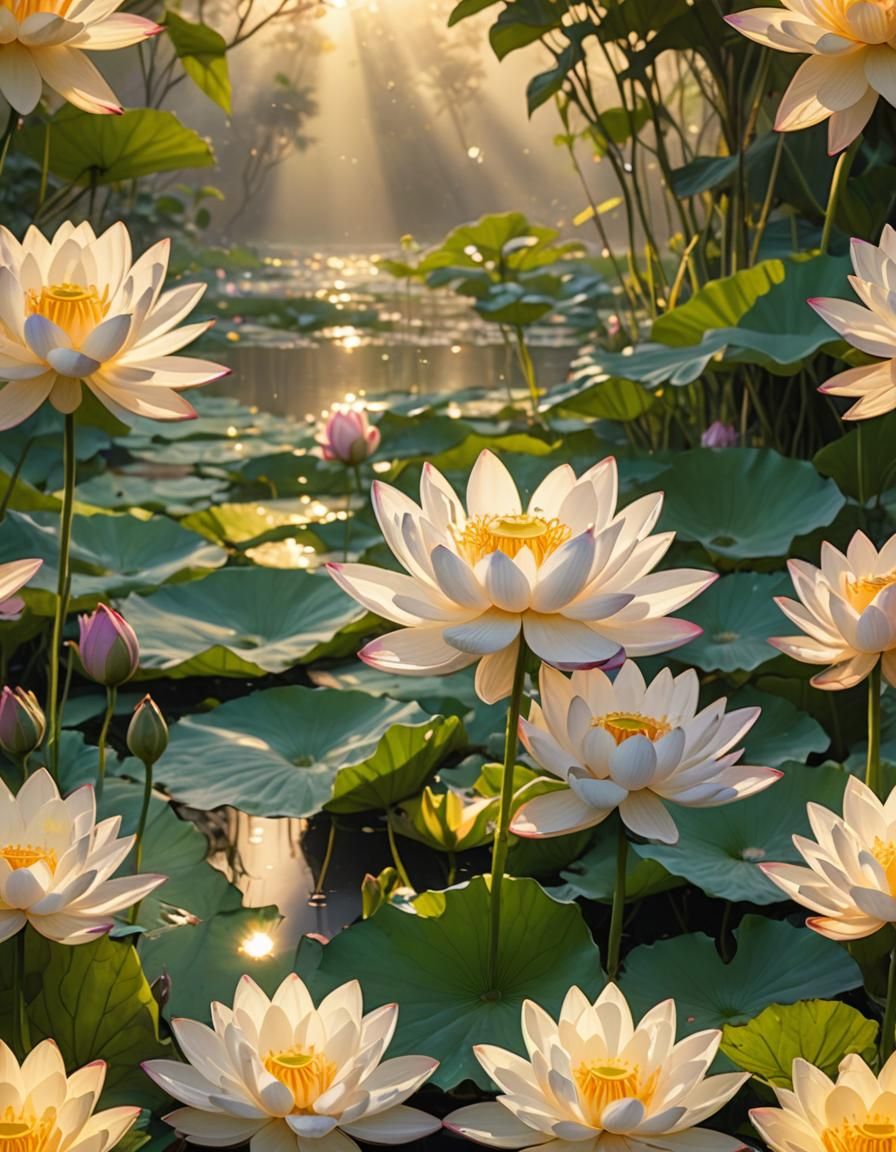 Ethereal Being Awakens in Golden Light