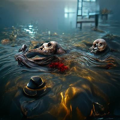 Sinister Death in Water, Hyperrealistic 3D Art