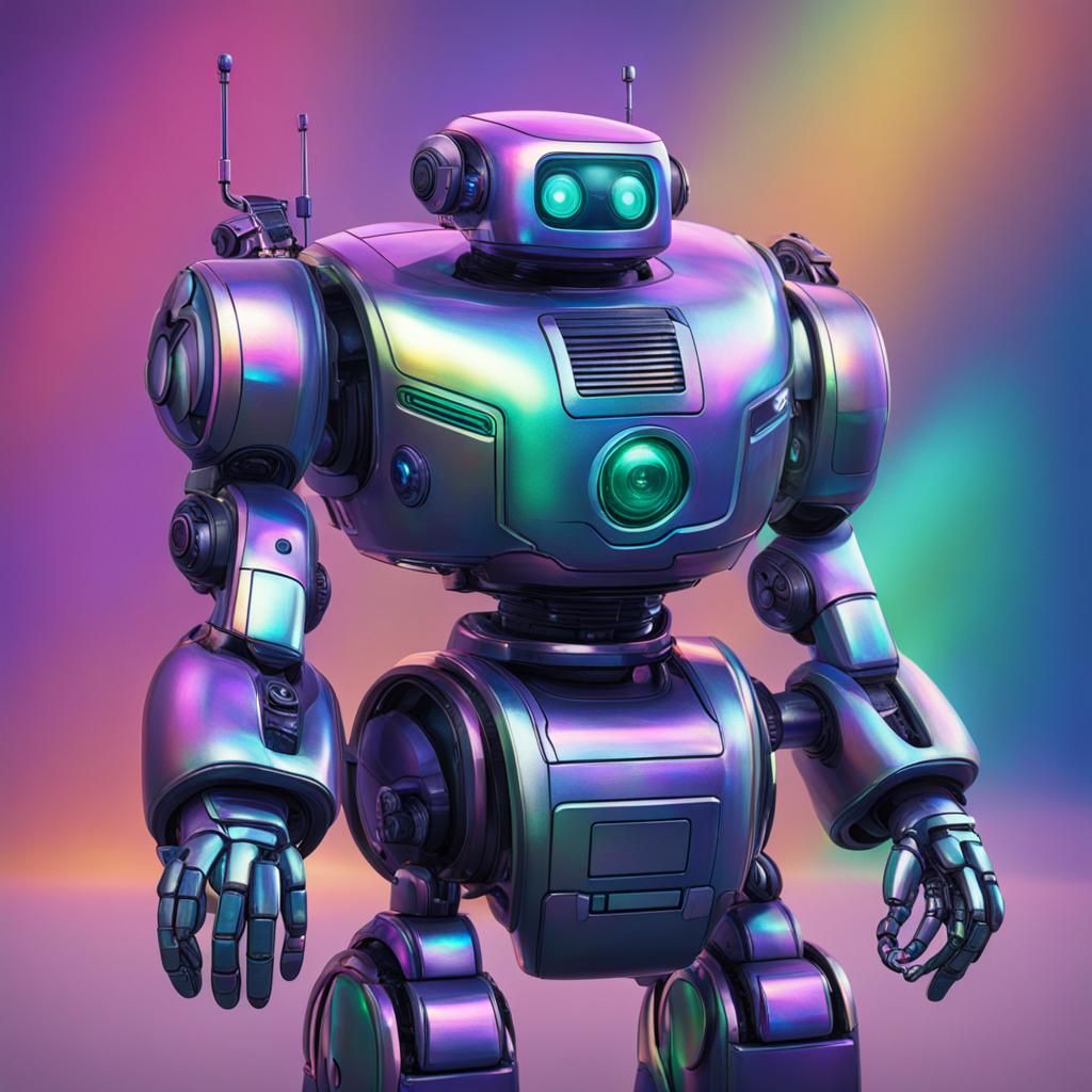 Iridescent Robot with Shimmering Colors
