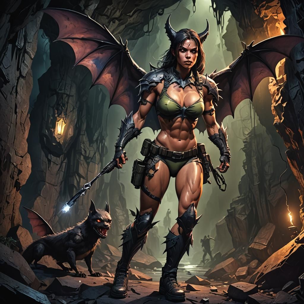 Creepy Cave Exploration in Dark Fantasy Style