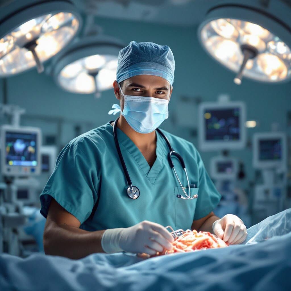 Surgeon in Operating Room: Realistic Digital Art