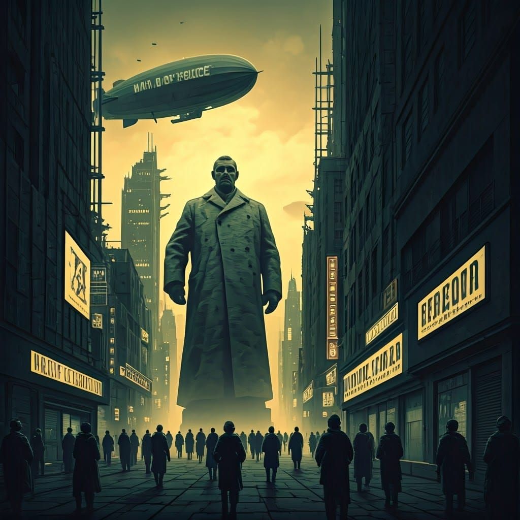 Dystopian Metropolis in a Gritty, Retro-Futuristic Aesthetic