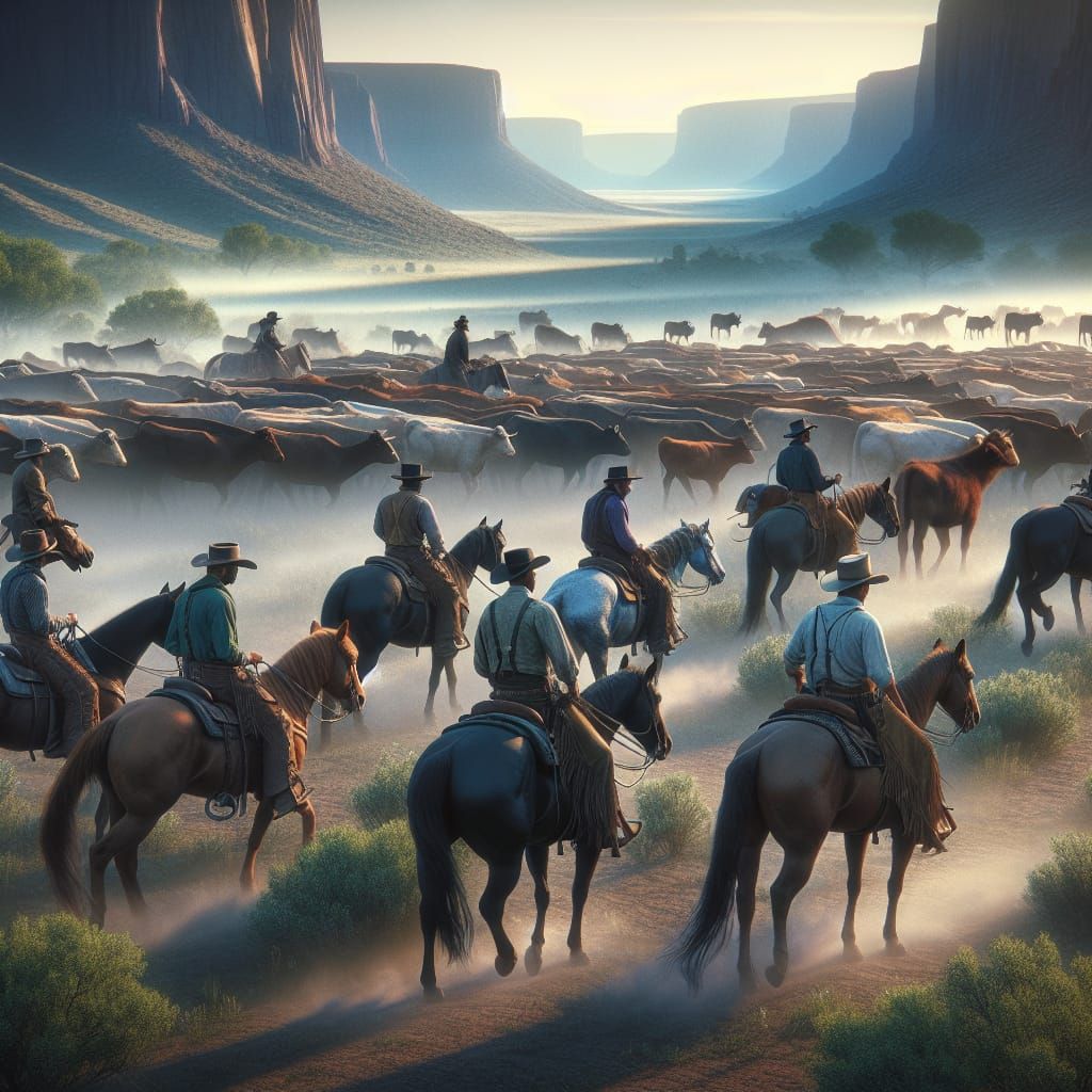 Cowboys on a cattle drive