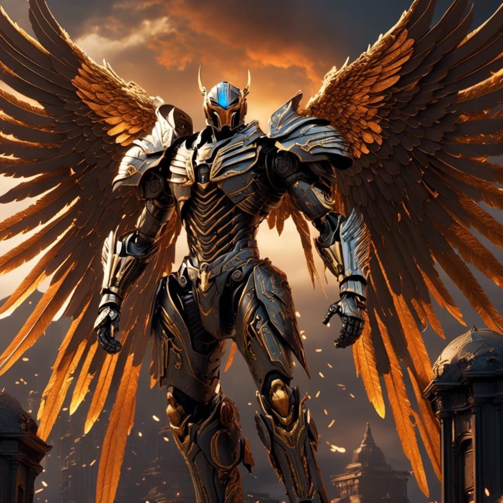 Winged Soldier's Last Stand in a Burning World