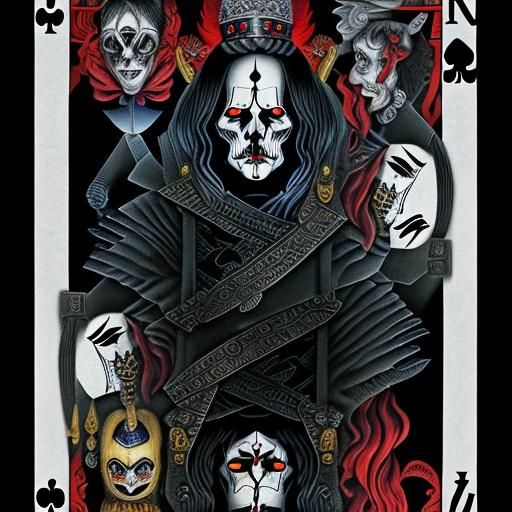 portrait grim reaper ace of spades stepping out of a playing card, pack of playing cards motion blur magic, Eldritch, sp...